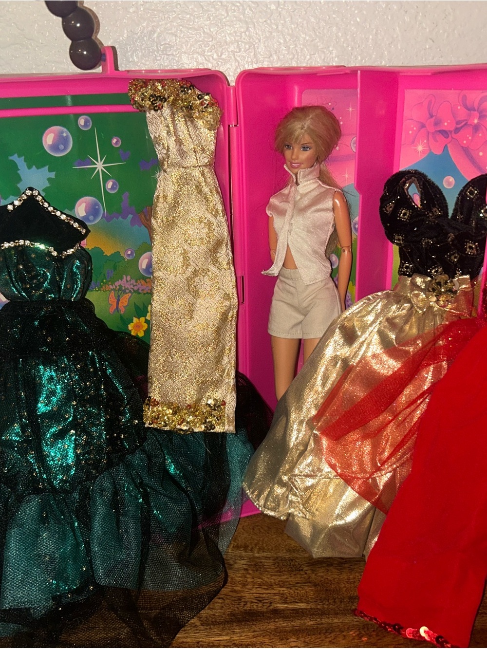 Vintage Barbie Doll Fashion Lot — Gold, Emerald, Red Gowns